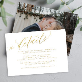 エレガント金ゴールド書結婚の詳細 エンクロージャーカード