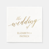 エレガント金ゴールド書結婚の スタンダードカクテルナプキン (正面)