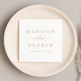 エレガント金ゴールド書結婚の スタンダードカクテルナプキン