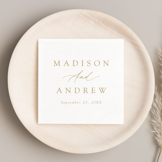 エレガント金ゴールド書結婚の スタンダードカクテルナプキン