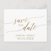 エレガント金ゴールド書記日付の保存 案内ポストカード (正面)