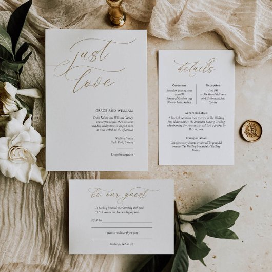 エレガント金ゴールド書記結婚式RSVPカード 出欠カード