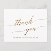 エレガント金ゴールド書道ありがとう ポストカード (正面)