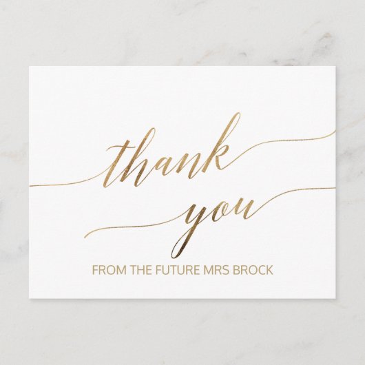 エレガント金ゴールド書道ありがとう ポストカード (正面)