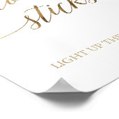 エレガント金ゴールド書道の光彩スティック記号 ポスター (角)