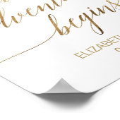 エレガント金ゴールド書道の冒険が始まる ポスター (角)