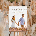 エレガント金ゴールド書道の写真結婚の歓迎 ポスター<br><div class="desc">このシック結婚な歓迎サインは写真と書エレガント道を特徴としている。このデザインの高度なカスタマイズを行うクリックにはカスタマイズ、[フォント、サイズ、色を変更する方法]リンクをクリックしてください。</div>