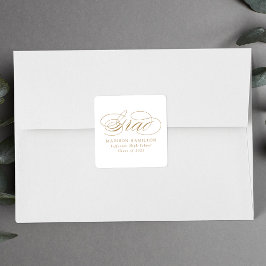 エレガント金ゴールド書道の卒業 スクエアシール