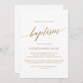 エレガント金ゴールド書道の洗礼 招待状 (正面/裏面)