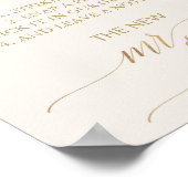 エレガント金ゴールド書道アイボリーフォトゲストブック ポスター (角)