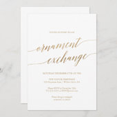 エレガント金ゴールド書道オーナメント取引所 招待状 (正面/裏面)