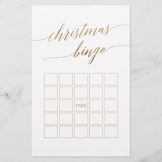 エレガント金ゴールド書道クリスマス語ゲームを検索 チラシ (正面)