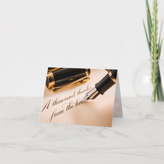 エレガント金ゴールド書道サンキューカード ノートカード (正面)