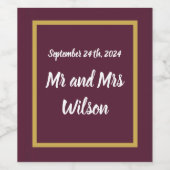 エレガント金ゴールド書道ダークパープルワインラベル ワインラベル (シングルラベル)