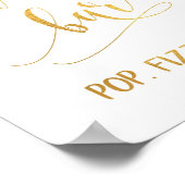 エレガント金ゴールド書道パーティーバブルバー標識 ポスター (角)