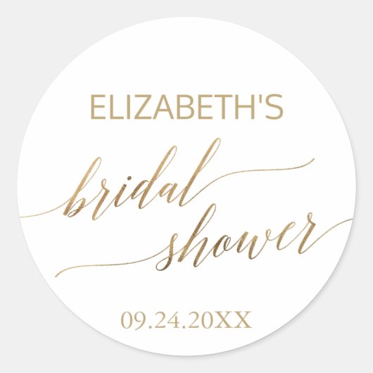 エレガント金ゴールド書道ブライダルシャワーの恩恵 ラウンドシール (正面)