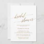 エレガント金ゴールド書道ブライダルシャワー 招待状 (正面)