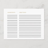 エレガント金ゴールド書道ブライダルレシピカード ポストカード (裏面)