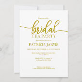 エレガント金ゴールド書道ブライダル茶パーティー 招待状 (正面)