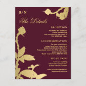 エレガント金ゴールド書道ブルゴーニュ結婚ー詳細 エンクロージャーカード (正面)