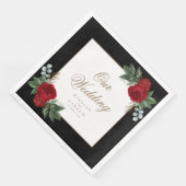 エレガント金ゴールド書道レッドフローラ結婚ズ (コーナー)