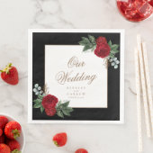 エレガント金ゴールド書道レッドフローラ結婚ズ (インサイチュ)