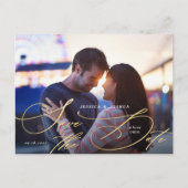 エレガント金ゴールド書道写真の保存日付 ポストカード (正面)