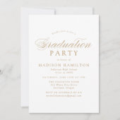 エレガント金ゴールド書道写真卒業パーティー 招待状 (正面)