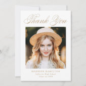 エレガント金ゴールド書道写真卒業 サンキューカード (正面)