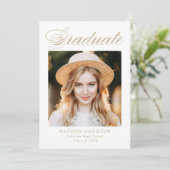 エレガント金ゴールド書道写真卒業 案内状 (スタンド正面)