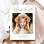 エレガント金ゴールド書道写真卒業 案内状