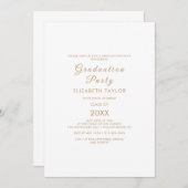 エレガント金ゴールド書道卒業会 招待状 (正面/裏面)