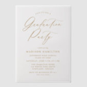 エレガント金ゴールド書道台本卒業パーティー ベラム紙招待状 (正面)