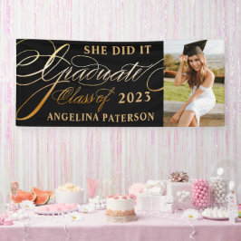 エレガント金ゴールド書道大学院生23名 横断幕