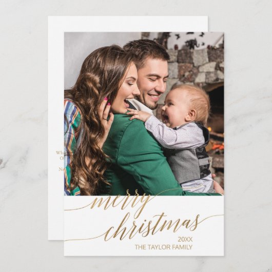 エレガント金ゴールド書道年レビュー写真 シーズンカード (正面/裏面)