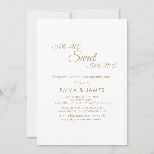 エレガント金ゴールド書道引っ越し祝いパーティーパーティー 招待状 (正面)