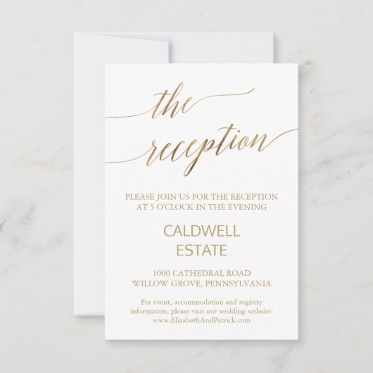 エレガント金ゴールド書道披露宴エンクロージャカード 招待状 (正面)