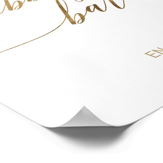 エレガント金ゴールド書道泡状バー標識 ポスター (角)