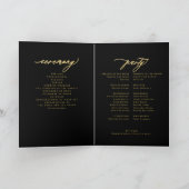 エレガント金ゴールド書道結婚式の黒 プログラム (内部)