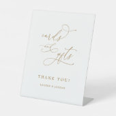 エレガント金ゴールド書道結婚式カードとギフト 台座サイン (正面)