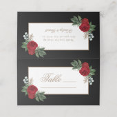 エレガント金ゴールド書道赤フローラ プレイスカード (外部開封)