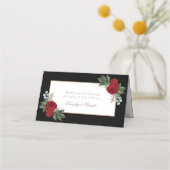 エレガント金ゴールド書道赤フローラ プレイスカード (裏面)
