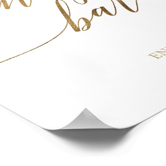 エレガント金ゴールド書道飴バー標識 ポスター (角)