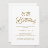 エレガント金ゴールド書道40歳の誕生日招待状 招待状 (正面/裏面)