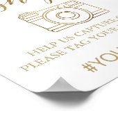 エレガント金ゴールド書道Ohスナップ記号 ポスター (角)