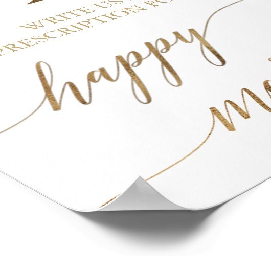 エレガント金ゴールド書道Rx結婚アドバイス ポスター (角)