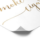 エレガント金ゴールド書食べは煙葉巻を飲む ポスター (角)