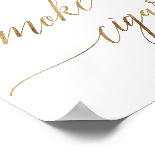 エレガント金ゴールド書食べは煙葉巻を飲む ポスター (角)