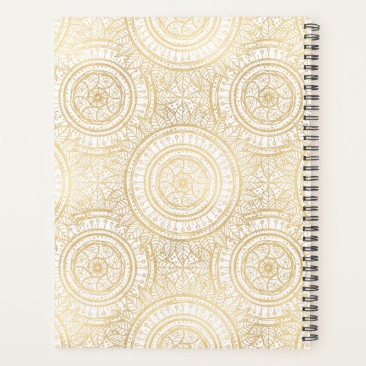 エレガント金ゴールド曼荼羅ひまわりの白模様 プランナー手帳 (裏面)