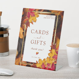 エレガント金ゴールド枠と秋のカー素朴ド&ギフト 台座サイン